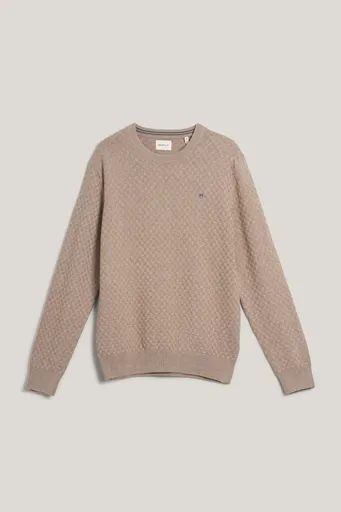 SVETR GANT MICRO TEXTURE C-NECK DK. SAND MELANGE