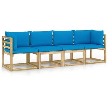 4místná zahradní pohovka se světle modrými poduškami, 3065059 (3065059)