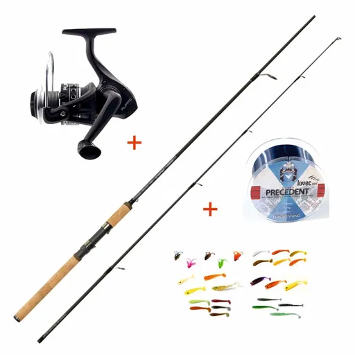 Mistrall prut lamberta xr spin 2,4 m 10-30 g + naviják + vlasec + gumové nástrahy