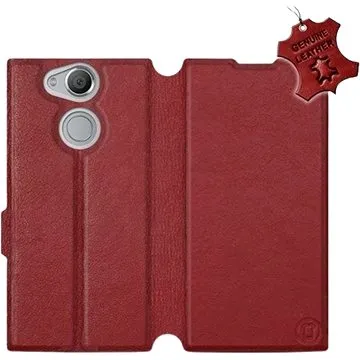 Flip pouzdro na mobil Sony Xperia XA2 - Tmavě červené - kožené -   Dark Red Leather (5903226518340)