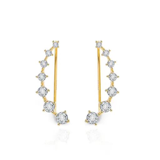 Beneto Pozlacené podélné náušnice s čirými zirkony AGU2712-G