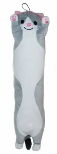 Plyšák Kočka válec šedá – 90 cm