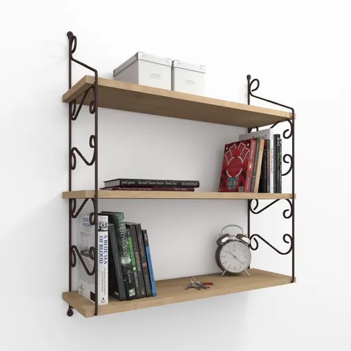 Nástěnná police Seramoni 3'lü - Oak