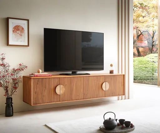 TV stolek Surimu 175x40x40 cm akácie světle hnědá 4 dvířka