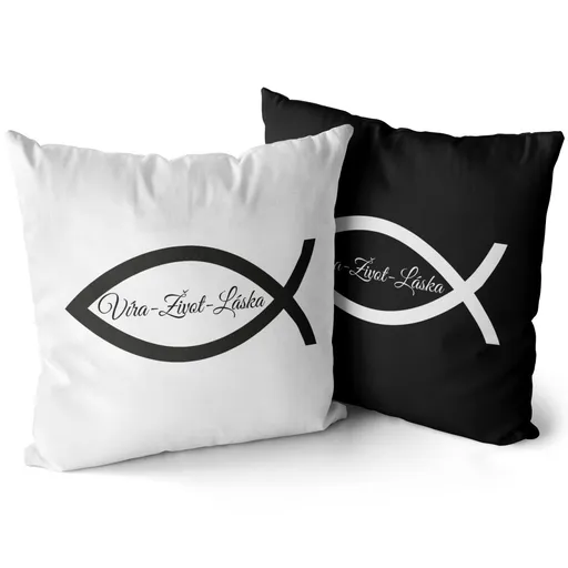 Polštář Víra – život – láska (Velikost: 55 x 55 cm)