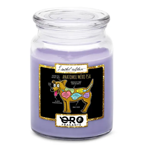 Svíčka Anatomie mého psa (Vůně svíčky: Levandule)