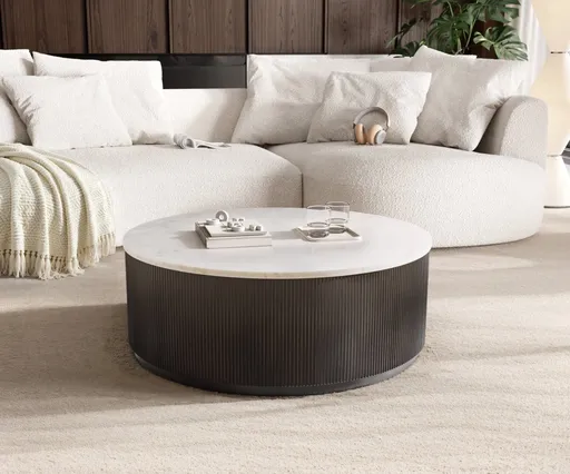 Konferenční stolek Fiorano 90x90 cm mramor bílá kov černá