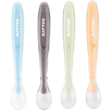 Nattou lžičky silikonové s měkkým koncem 4 ks (5414673877770)