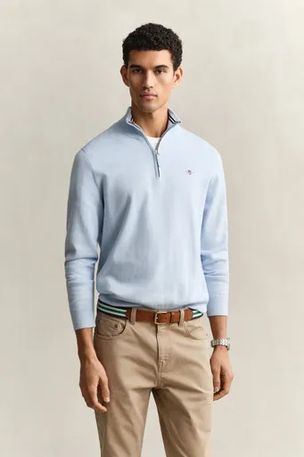 SVETR GANT CLASSIC COTTON HALF ZIP FRESH BLUE