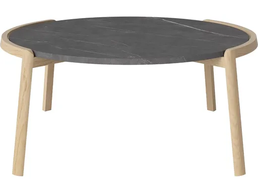Konferenční stolek Mix Ø94 cm, více variant - Bolia Varianta: Pietra Grey marble | White pigmented oiled oak, Solid | v. 42 cm