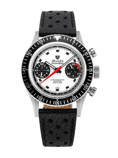 Nivada Grenchen Chronomaster Singer Newman - Inter. Bezel - Manual - Black Racing Strap