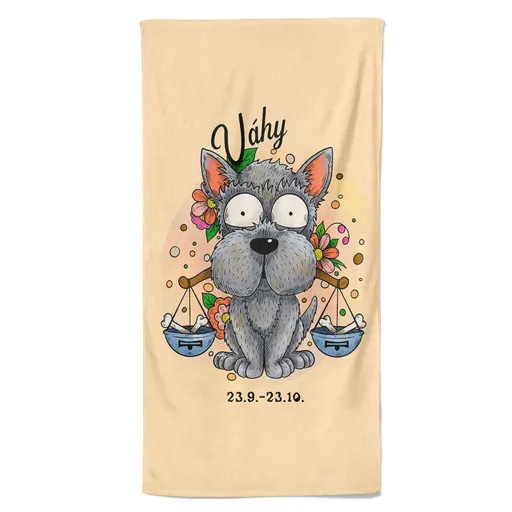 Osuška Psí znamení – váhy (Velikost osušky: 70x140cm)