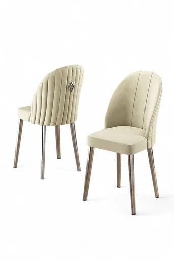 Sada židlí (4 kusy) Mara - Cream, Chrome