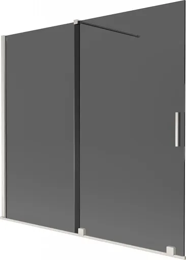 MEXEN/S Velar dvoukřídlá posuvná vanová zástěna 170 x 150, grafit, nikl kartáčovaný 896-170-000-41-97