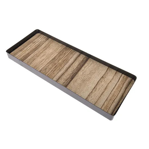 Kovový tác s dřevěným dnem Dienen, 40 x 13 cm