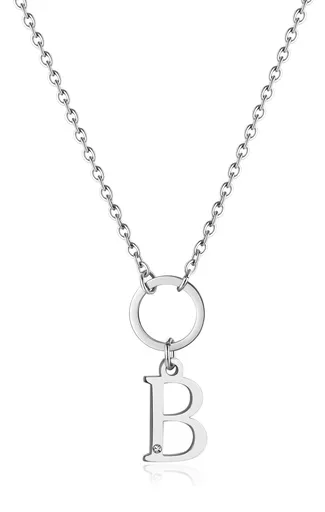 S'Agapõ Dámský ocelový náhrdelník s písmenem B Happy SHAC66