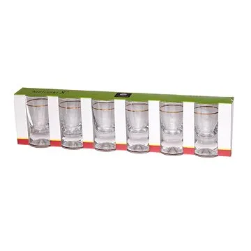 Glasmark Sada 6 panáků na vodku se zlatým páskem - 25ml (G57-0090-0025-3015-00)