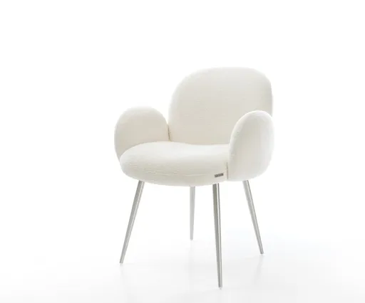 Jídelní židle Nube-Flex s područkami bouclé měkký béžová 4 nohy