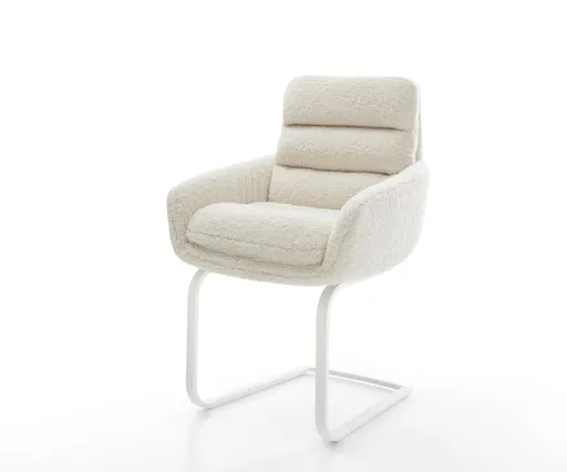 Jídelní židle Abelia-Flex s područkami plyšový manšestr béžová