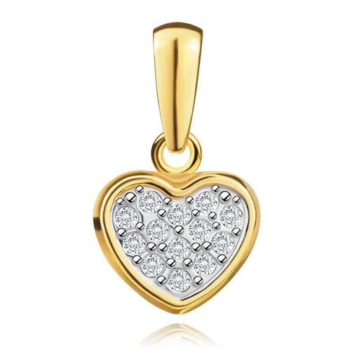 Přívěsek ze směsového zlata 585 - srdce s čirými zirkony, maltézský kříž