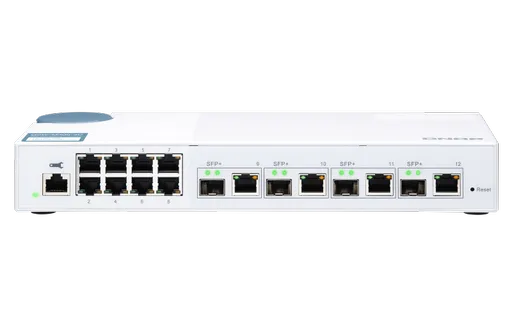QNAP řízený switch QSW-M408-4C (12 portů: 8x Gigabit port + 4x 10G SFP+ / 10GbE kombo porty)