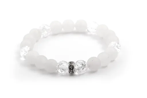 Agato Korálkový náramek z jadeitu a křišťálu MINK29/17