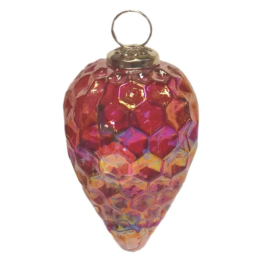 Červeně barevná duhová vánoční ozdoba šiška - Ø 5*7 cm Clayre & Eef