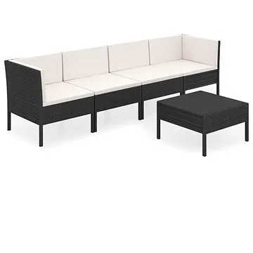 5dílná zahradní sedací souprava s poduškami polyratan černá, 3094336 (3094336)