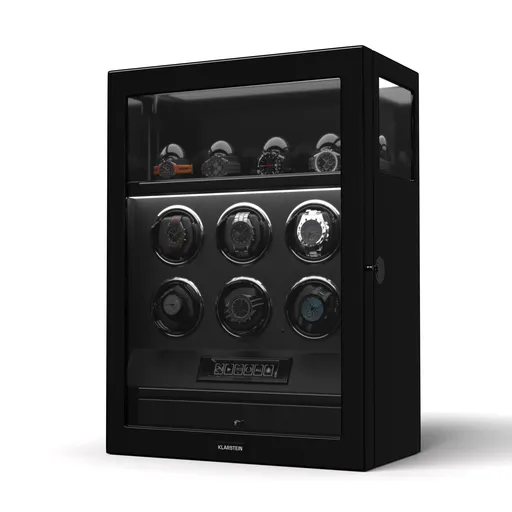 Klarstein SecureTouch natahovač hodinek, 6+4 hodinky, motor Mabuchi, klavírní lak, 41 režimů, zámek, LED diody