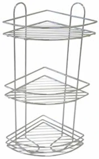 Rohová třípatrová polička do koupelny TORO 58x31cm