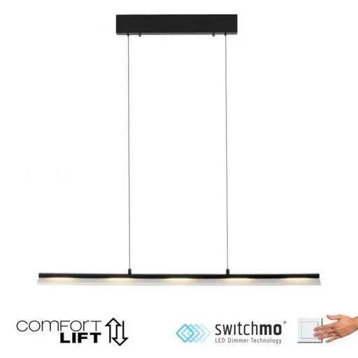 JUST LIGHT LED závěsné svítidlo černé Comfor Lift nastavitelná výška krokově stmívatelné 3000K LD 12288-18