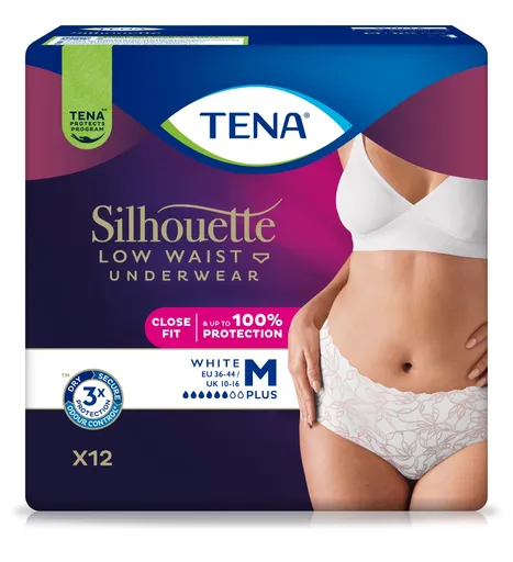 Tena Silhouette Low Waist White Plus M inkontinenční kalhotky 12 ks