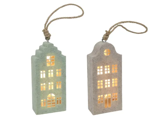 HIT Závěsná plstěná dekorace 15cm domeček LED