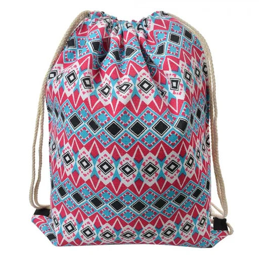 Růžovo-modrý látkový batoh na záda - 34*1*43 cm Clayre & Eef
