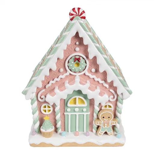 Růžová perníková chaloupka Gingerbread House Pastello - 20*16*25 cm Clayre & Eef