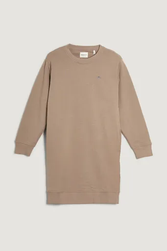 ŠATY GANT SHIELD C-NECK SWEAT DRESS TAUPE BEIGE
