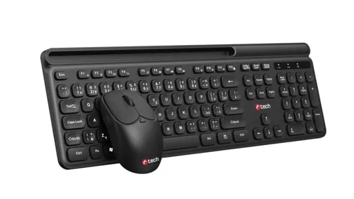 C-TECH klávesnice s myší WLKMC-05B, Bezdrátový set 2.4GHz, CZ, Černá