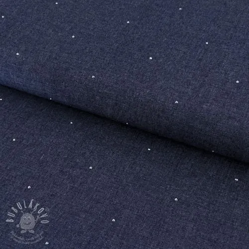 Bavlněná látka JEANS Studs dark blue