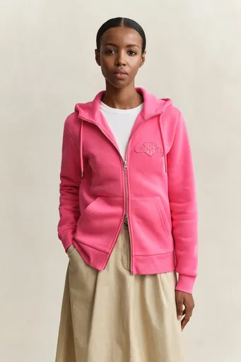 MIKINA GANT REG TONAL SHIELD ZIP HOODIE BRIGHT FUSCHIA