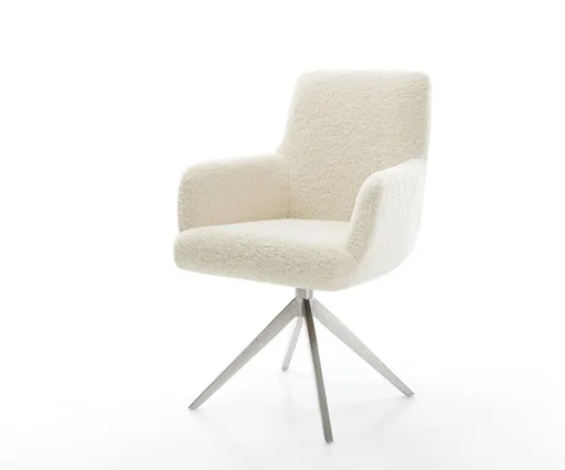 Jídelní židle Heira-Flex s područkami plyšový manšestr béžová