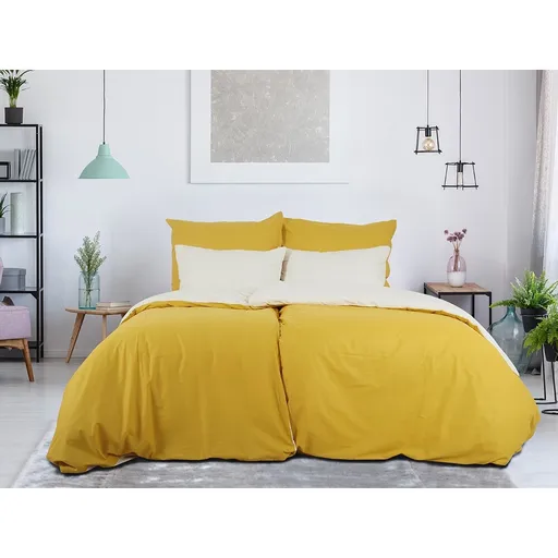 B.E.S. Petrovice Bavlněné povlečení Double face hořčicová/kávová