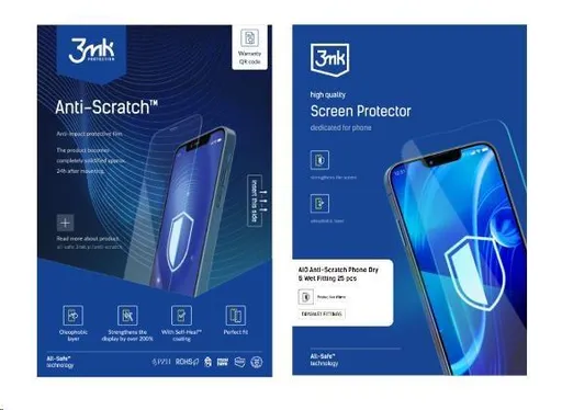 3mk All-Safe - AIO fólie Anti-Scratch Dry & Wet Fitting Phone, 25 ks