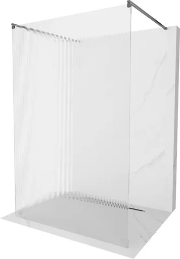 MEXEN/S Kioto samostatně stojící sprchová zástěna 120 x 200, proužky 8 mm, grafit metal 800-120-002-95-09