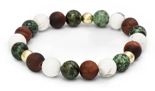 Agato Korálkový náramek z howlitu, býčího oka a tyrkysu MINK166/17