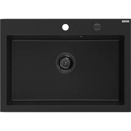 MEXEN/S Elix granitový dřez 1-miska 700 x 500 mm, černá, sifon černá 6526701005-77-B