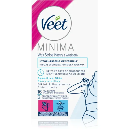 Veet Minima Hypoallergenic voskové depilační pásky na oblast bikin 16 ks