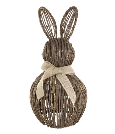 Stojící proutěná dekorace králík s mašlí Rabbit - 23*43 cm Chic Antique