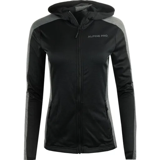 ALPINE PRO SELEDA Dámská mikina s kapucí, černá, velikost