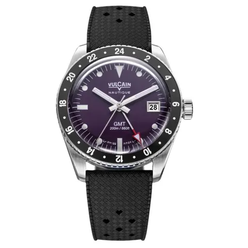 Vulcain Skindiver GMT - Purple - Rubber Tropic