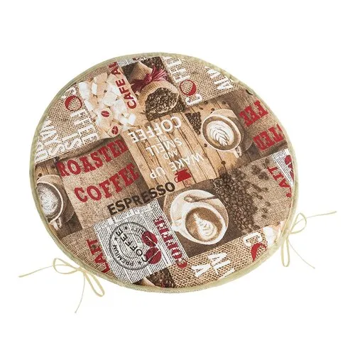 Bellatex Sedák EMA kulatý hladký Káva hnědá, červená, průměr 40 cm